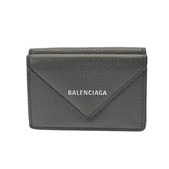 BALENCIAGA Paper Mini Wallet Grey Calf Trifold - Picture 1 of 12